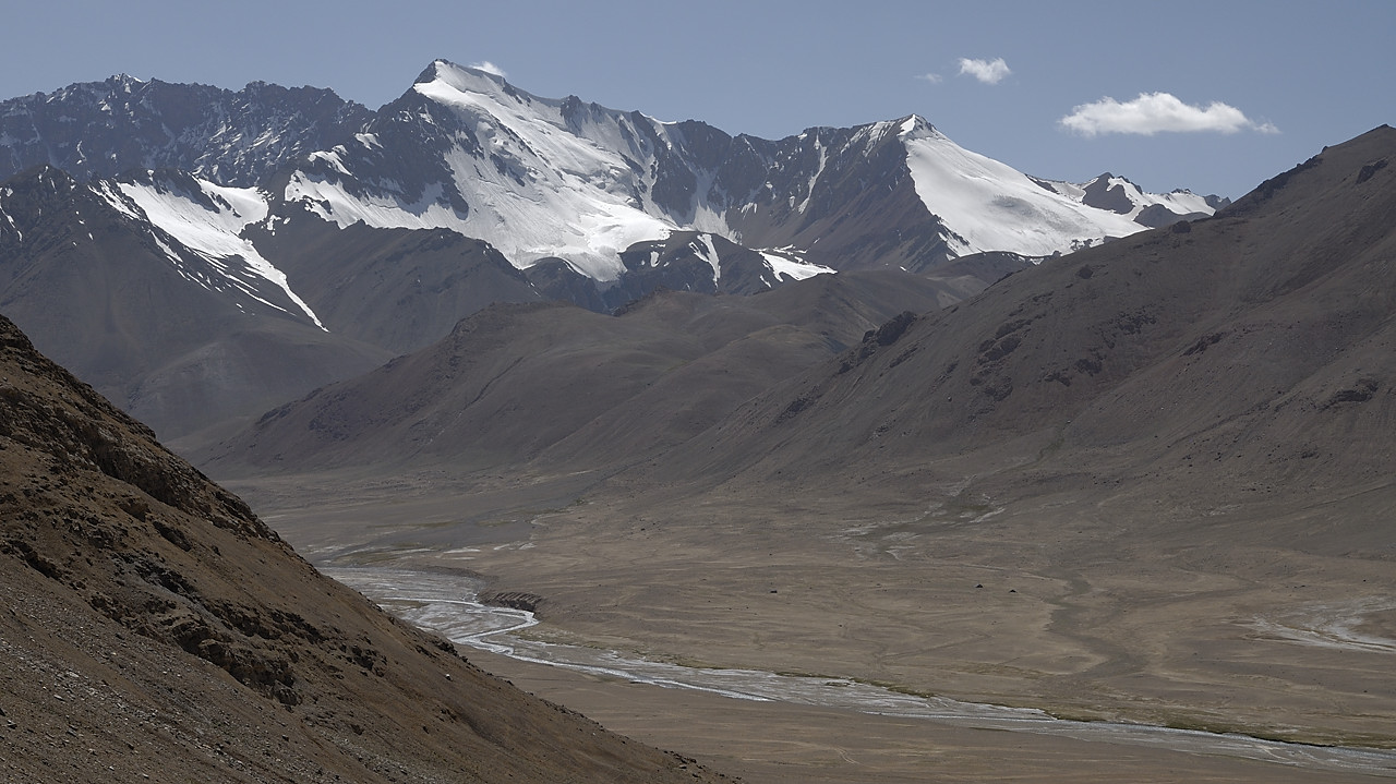 100820-19.jpg - Descente de l'Akbaital Pass au pont �croul� sur  la rivi�re Muzkol