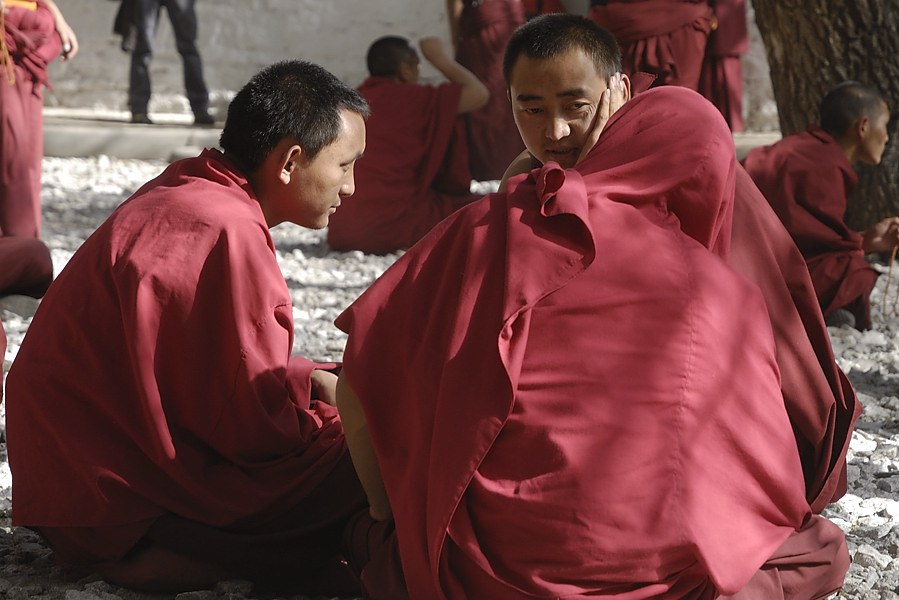 _PPB0767.jpg - Lhassa  -  Monast�re de Sera : Joutes oratoires entre moines